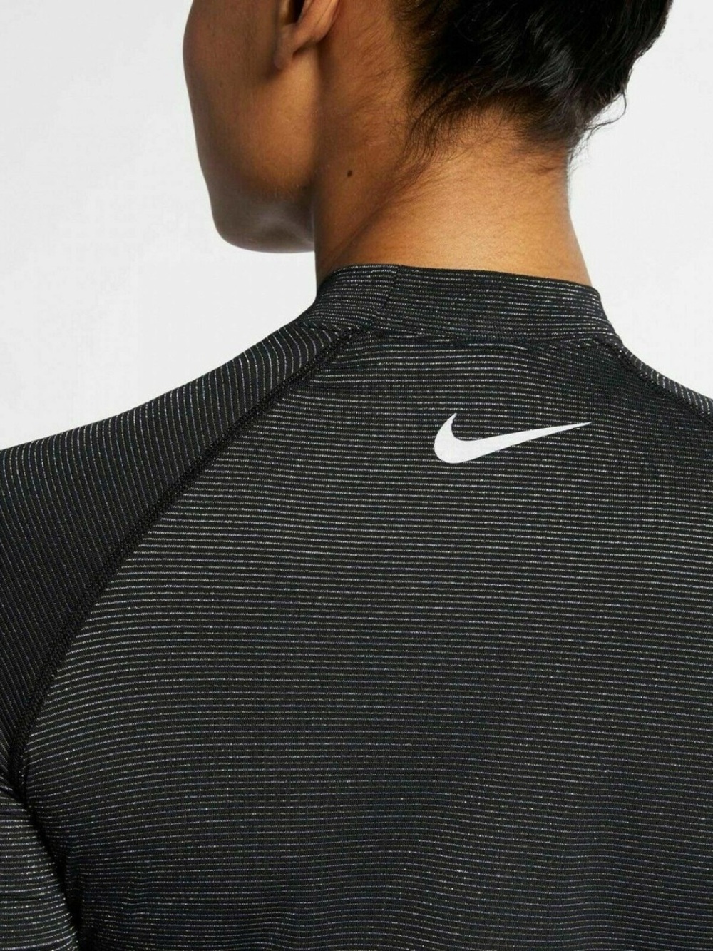 Nike Pro Warm Dri-FIT Long Sleeve Mock Neck Top Sparkle Metallic Black Sz M